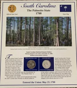 2000 S Carolina Postal Society Commemorative Statehood Quarter Collection Sheet - Picture 1 of 2