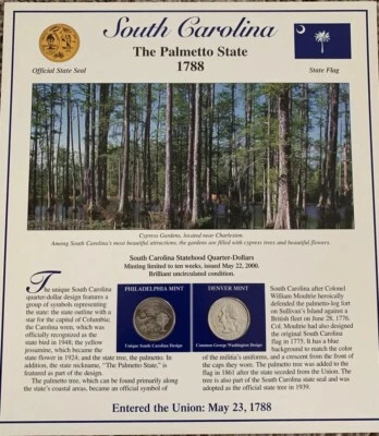 2000 S Carolina Postal Society Commemorative Statehood Quarter Collection Sheet - Image 1 of 2
