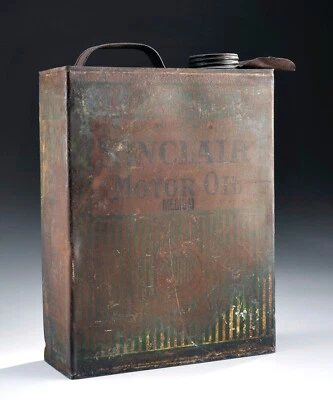 ACEITE DE MOTOR OPALINO SINCLAIR ORIGINAL VINTAGE AÑOS 20 LATA DE ACEITE PLANA DE UN GALÓN Foto 1 de 4