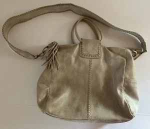 Hobo Int'l Buffed Gold Leather Sheila Large Shoulder Crossbody Bag W/tassel EUC - Picture 1 of 11