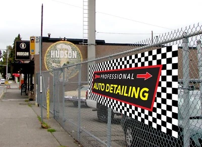 Banner con detalles automáticos - Letrero con detalles de automóviles - Letrero detallador de lavado de autos Foto 1 de 4