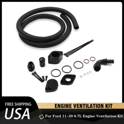 for 11-20 Ford F-250 F-350 6.7L Powerstroke Engine Kit CCV PCV Replacement Black - Image 1 of 4