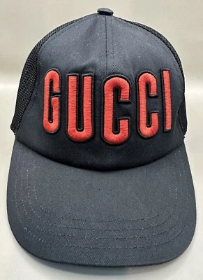 Gucci Baseball Hat With Gucci Patch Black & Red Size M (58cm) Authentic - Image 1 of 4