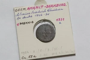 🧭 🇩🇪 GERMANY ANHALT 1 PFENNIG 1831 B66 #251 - Picture 1 of 3