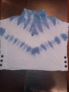 New Directions Top Womens XL White Blue Tie Dye Beachy - Picture 1 of 3