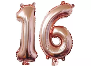 16" 16 Rose Gold Number Balloons 16th Birthday Party Anniversary Foil Balloon US - Picture 1 of 1