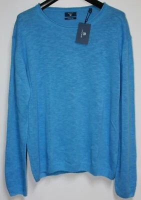 GANT Pull Tricot' Lin Blend Ras Du Cou 'Bleu Taille 2XL Neuf avec Étiquette - Photo 1/2