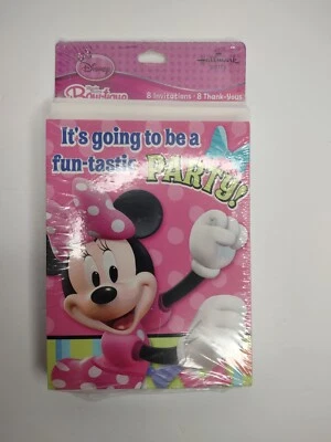 PARTY TIME Hallmark Minnie Mouse Bow-tique 8 Invitations + 8 Thank You Cards   - Image 1 of 4