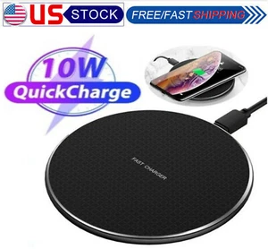 Wireless Fast Charger Charging Pad Dock For iPhone Samsung Android Cell Phone - Picture 1 of 11