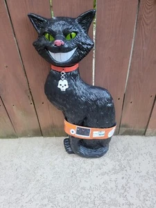 Spooky Village Halloween Blow Mold Lighted LED Cat Color Changing Face VIDEO 24" - Picture 1 of 8