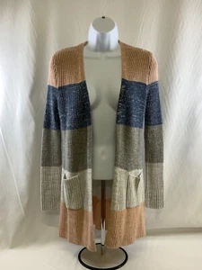 EUC In Girl Open Cardigan Sweater Girls Size L 14 Broad Multi Stripes - Picture 1 of 5