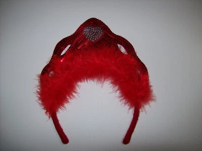 RED HEART Sequins Feathers Headband, Flapper, Drag, Cosplay, New Years PARTY - Image 1 of 4