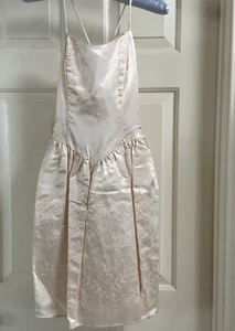 Vintage Jessica McClintock Gunne Sax Dress Vtg Junior 3/4 PromSatin Glitter Mini - Picture 1 of 21