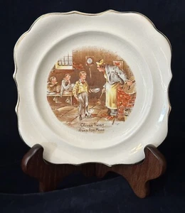 Vintage Lancaster and Sandland Oliver Twist Asks for More Square Bread Plate 6" - Picture 1 of 9