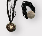 Ensemble de collier et bracelet hippie boho nother of Pearl noir et pierre à savon perles