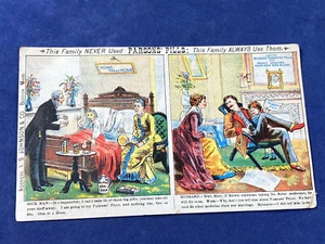 PÍLDORAS PARSONS para tarjetas comerciales victorianas C.1890 ~ ¡Charlatanería! I.S. Johnson, Boston - Imagen 1 de 5