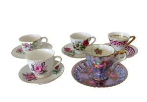 5 Vintage Demitasse cups and saucers - mismatched - unused gifts - 1960's - Picture 1 of 7