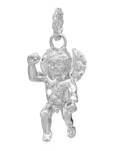 HELLMUTH CROCO STYLE CHERUB ANGEL 925 STERLING SILVER NECKLACE PENDANT CHARM, 3D - Picture 1 of 3