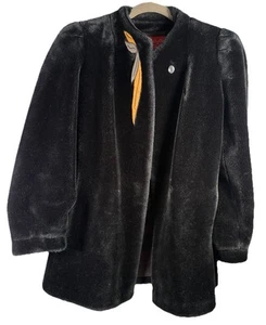 SASSON NY PARIS Women’s Faux Fur Vintage Black Size 10 - Picture 1 of 6