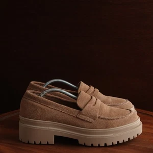 Patina Halbschuhe Damengröße 8 braun Zoe Portland Leder Wildleder klobige Slipper Schuhe - Bild 1 von 13