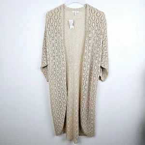 Maurices Cream Crochet Knit Open Front Kimono Longline Cardigan NWT Small - Picture 1 of 13