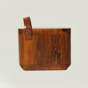 Wooden Foot Rest Stool with Leather Strap Handle – Portable Step Stool for Home - Picture 1 of 8