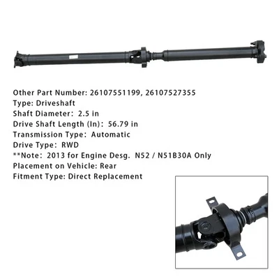 Rear Drive Shaft Assembly For BMW E90 325i 2006 328i 2007-2013 Automatic Trans - Image 1 of 4