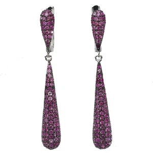 925 Sterling Silver Earrings Ruby Myanmar Round Diamond Cut Gemstone Jewelry - Picture 1 of 13