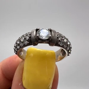 Sterling Silver 925 Zircon Ring Women’s Size 6 Vintage Engagement Jewelry Gift - Picture 1 of 10