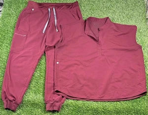 Figs Scrubs Damen Oberteil Hose Set Größe XL weinrot burgund Rafaela Jogger - Bild 1 von 17