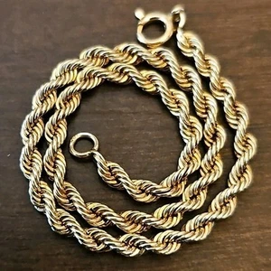 Bracciale Vintage Oro Giallo 14k 4mm Taglio Diamante Catena Corda Italiana 7" - 4,58g - Foto 1 di 7