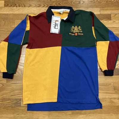 Camisa de rugby vintage Mad Dogs Hong Kong para hombre 46 bloques de colores algodón manga larga Foto 1 de 4
