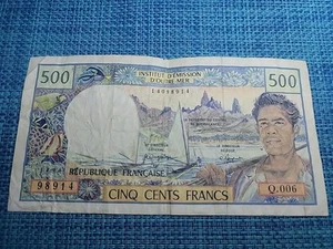 🇵🇫 French Pacific Territories 500 francs 1990 Q.006 P-1b Banknote 042525-4 - Picture 1 of 3