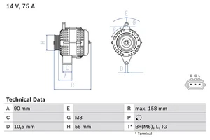 Alternator fits VAUXHALL AGILA B 1.0 08 to 14 K10B Bosch 4709920 93194153 - Picture 1 of 2