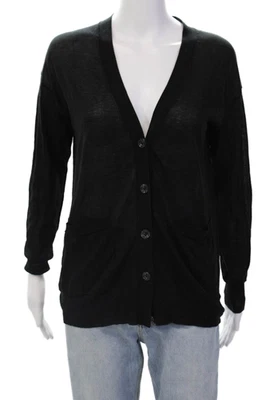 Хлопок на осень кашемир женщин хлопок чистый v-образным вырезом кардиган черный размер XS - Изображение 1 из 4