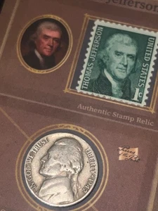 2025 Piezas del Pasado THOMAS JEFFERSON Auténtica Moneda/Sello Reliquia #103 - Imagen 1 de 2