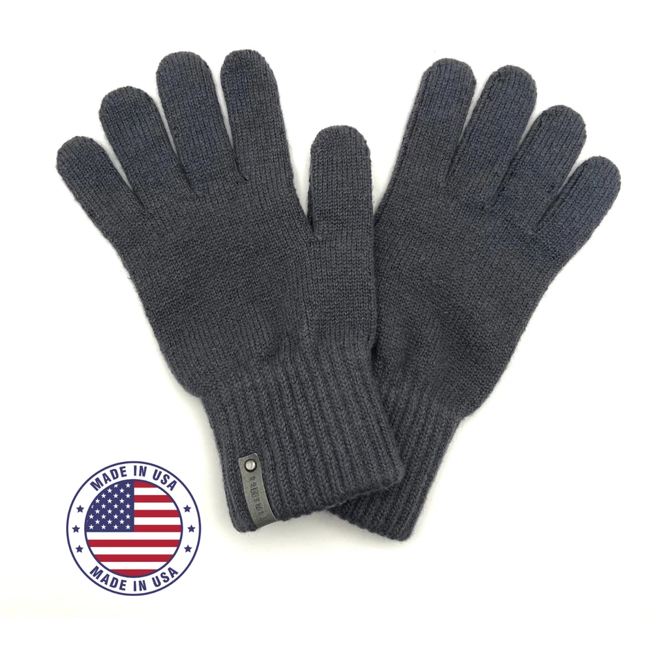 Luvas masculinas de malha de cashmere feitas nos EUA, luvas quentes de lã de inverno para clima frio - Imagem 1 de 4