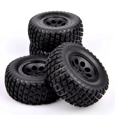 4Pcs 1:10 RC Short Course Truck 12mm Hex Off Road Rubber Tyre& Wheel Rims set - Image 1 of 4