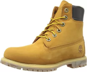 Women's Timberland 6" Premium Waterproof Warm Lined Boots Wheat Nubuck Leather - Picture 1 of 2