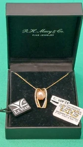 Le Vian 14K Yellow Gold and Pink Cultured Pearl and Diamond Necklace Pendant - Picture 1 of 7