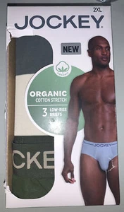 Paquete de 3 calzoncillos de tiro bajo de algodón orgánico Jockey para hombre talla XXL verde gris crema - Imagen 1 de 3
