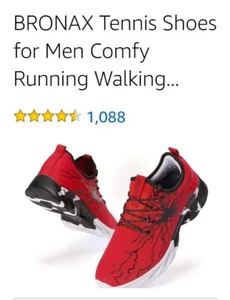 Bronax Size 13 US YZ5 Mens Jogging Shoes Red and Black - Picture 1 of 7