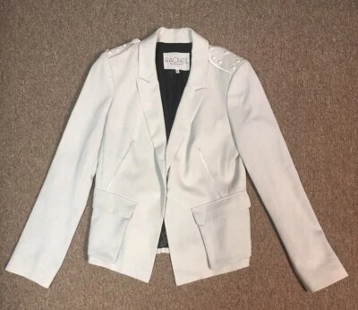 Rachel Roy Studded Single Button Blazer, Ivory Cream White, 10 - Image 1 of 4