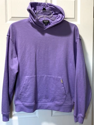 Boohoo Man Pullover Sweatshirt Hoodie Lavender Poly Cotton Casual Size L New - Image 1 of 4