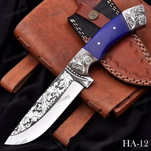 Custom Handmade Stainless Steel Full Tang Engraved Hunting Knife HA12 - Picture 1 of 6