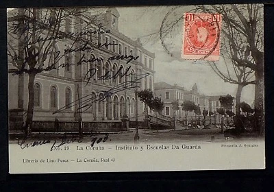 2708.-LA CORUÑA -Instituto y Escuelas Da Guarda.(1908) (Postal  Fotografía) - Imagen 1 de 2