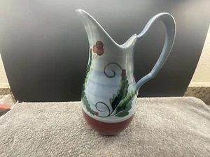 2001 Gail Pittman/ Rare/ Christmas Blue Garden Pattern Pitcher/Excellent  - Picture 1 of 16