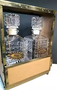 Mid Century Liquer Decanters Lockable Caddy Carry Case Whiskey Rye tags 1960's - Picture 1 of 12