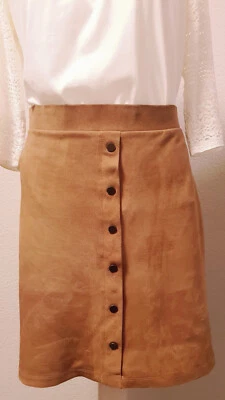 Yessica C&A A Linie Rock braun Samt Optik, fällt größer aus wie M Maße beachten - Bild 1 von 4