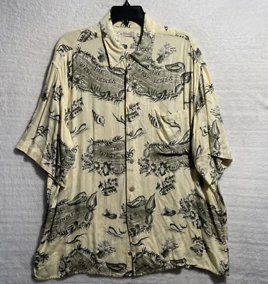Camisa Roundtree & Yorke Caribe Hawaiana Botón Para Hombres Grande Indias Occidentales Amarilla Foto 1 de 4